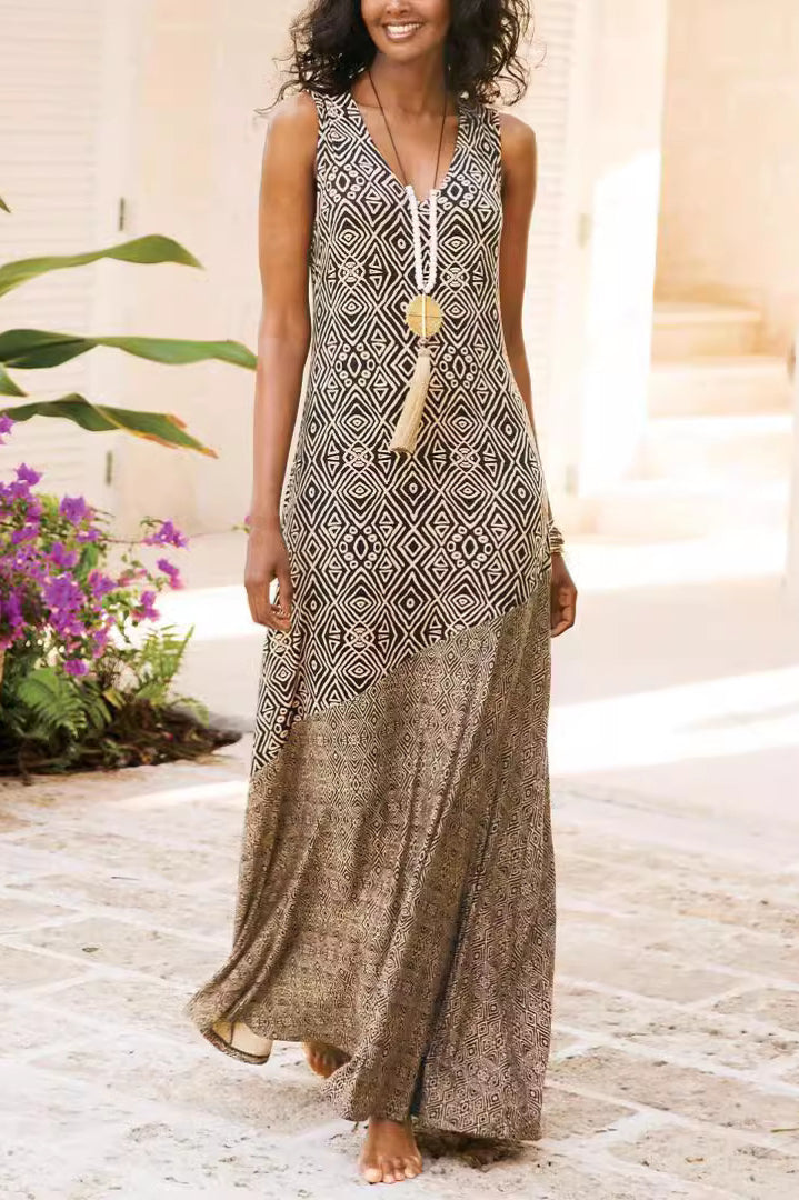 Printed Splicing Boho Vintage Boho Dress Secondary image