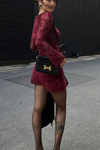 Mesh Floral Long Sleeve Bodycon Dress