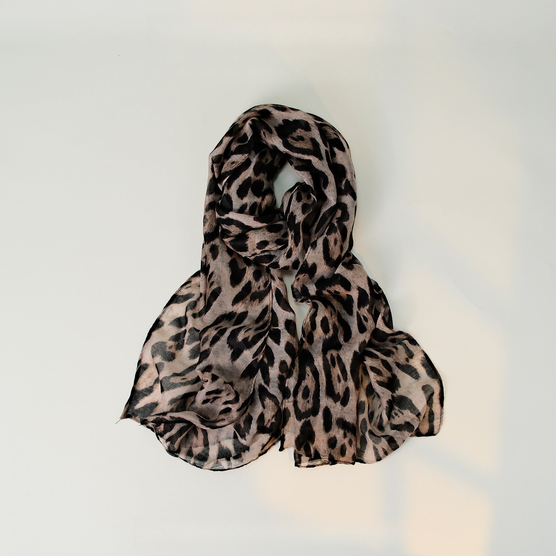 Leopard Pattern Thin Cotton Linen Touch Wrap Scarf Secondary image