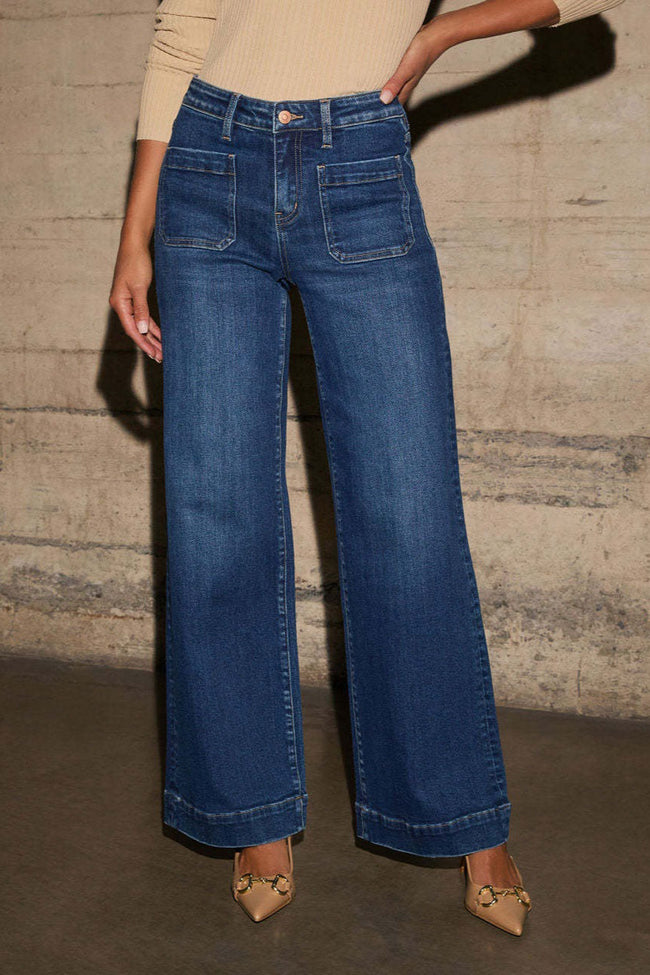 High Waist Wide Leg Vintage Jeans Dark Blue / S Main image