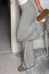 Button Detail Thermal Knit Pants