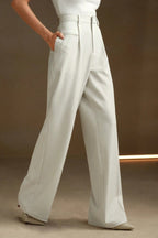 High Waist Fluid Long Straight Pants
