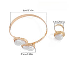 2-Piece Baroque Irregular Pearl Alloy Collar Ring And Bracelet Set