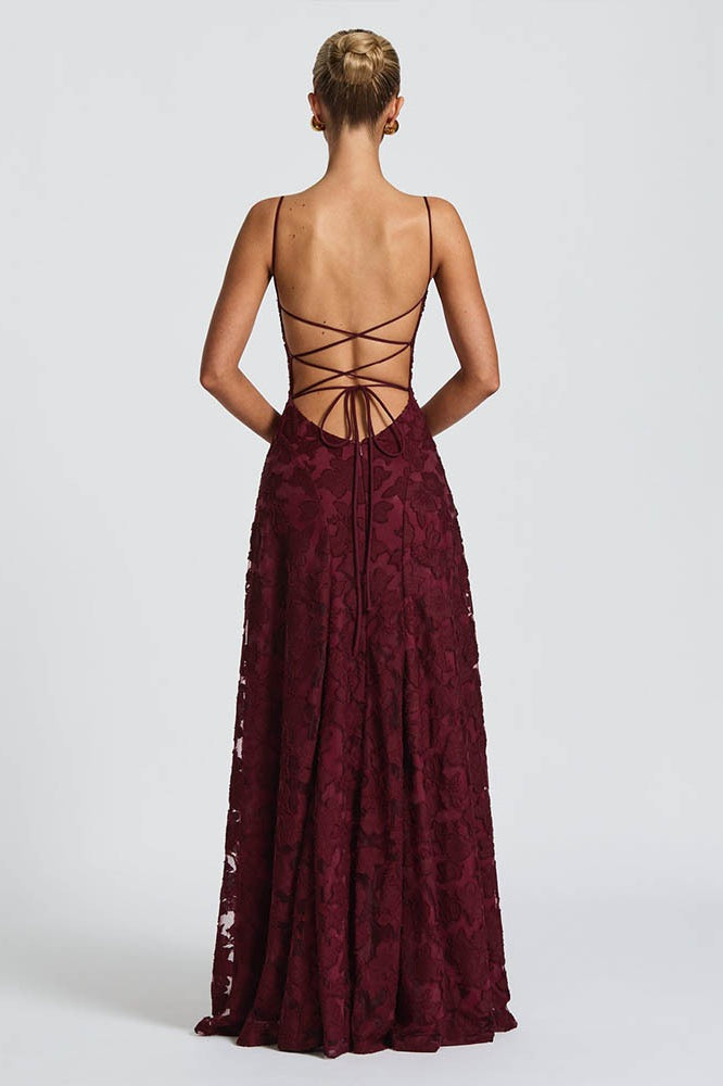 Chiffon Backless Spaghetti Strap Maxi Dress Main image