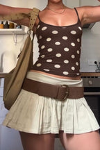 Brown Polka Dot Square Neck Cami