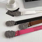 Vintage Heart Studded Leather Belt