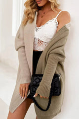 Lantern Sleeve Knit Cardigan Khaki / S