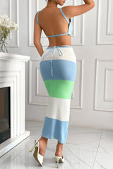 Backless Strap Tie-Dye Slim Sweater Dress