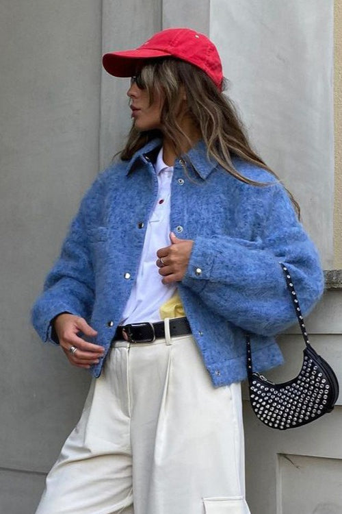 Long Sleeve Blue Wool Jacket Blue / S Main image