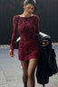 Mesh Floral Long Sleeve Bodycon Dress
