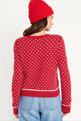 Christmas Red polka dots Dots Snowy Long Sleeve Sweater Red / One size