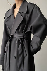 Oversized Lapel Midi Trench Overcoat