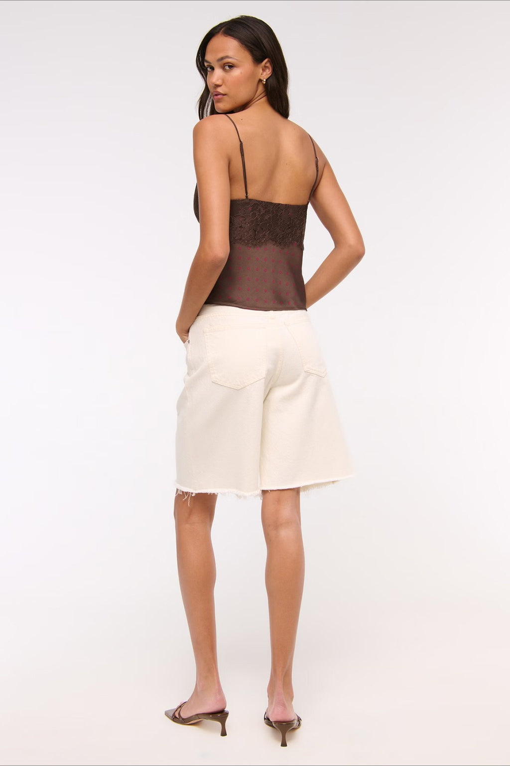 Polka Dot Lace V Neck Backless Cami