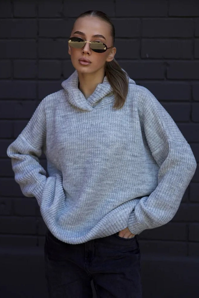 Hooded Oversized Knit Sweater Secondary image