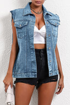 Denim Utility Vest Inspired Relaxed Tank Top