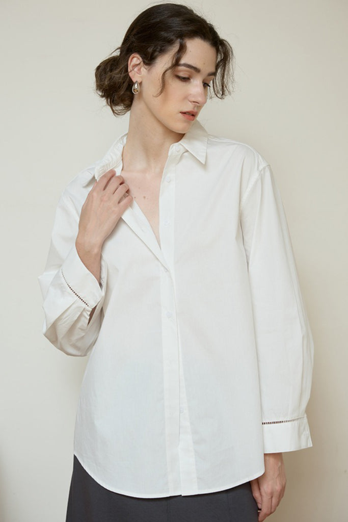 Long Sleeve Cotton Lapel Collar Blouse Secondary image