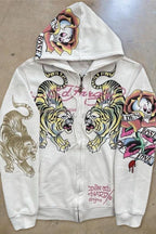Skull Floral Tiger Eagle Snake Zip-Up Hoodie