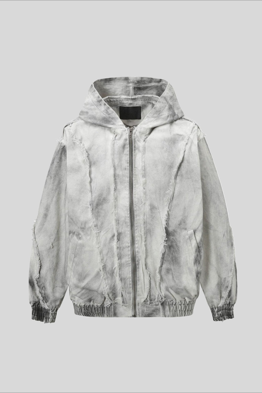 Washed Raw Seam Zip Up Jacket