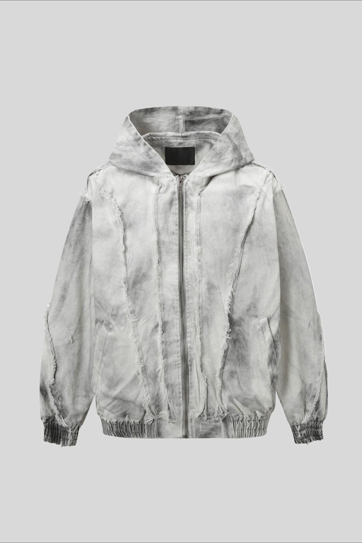 Washed Raw Seam Zip Up Jacket