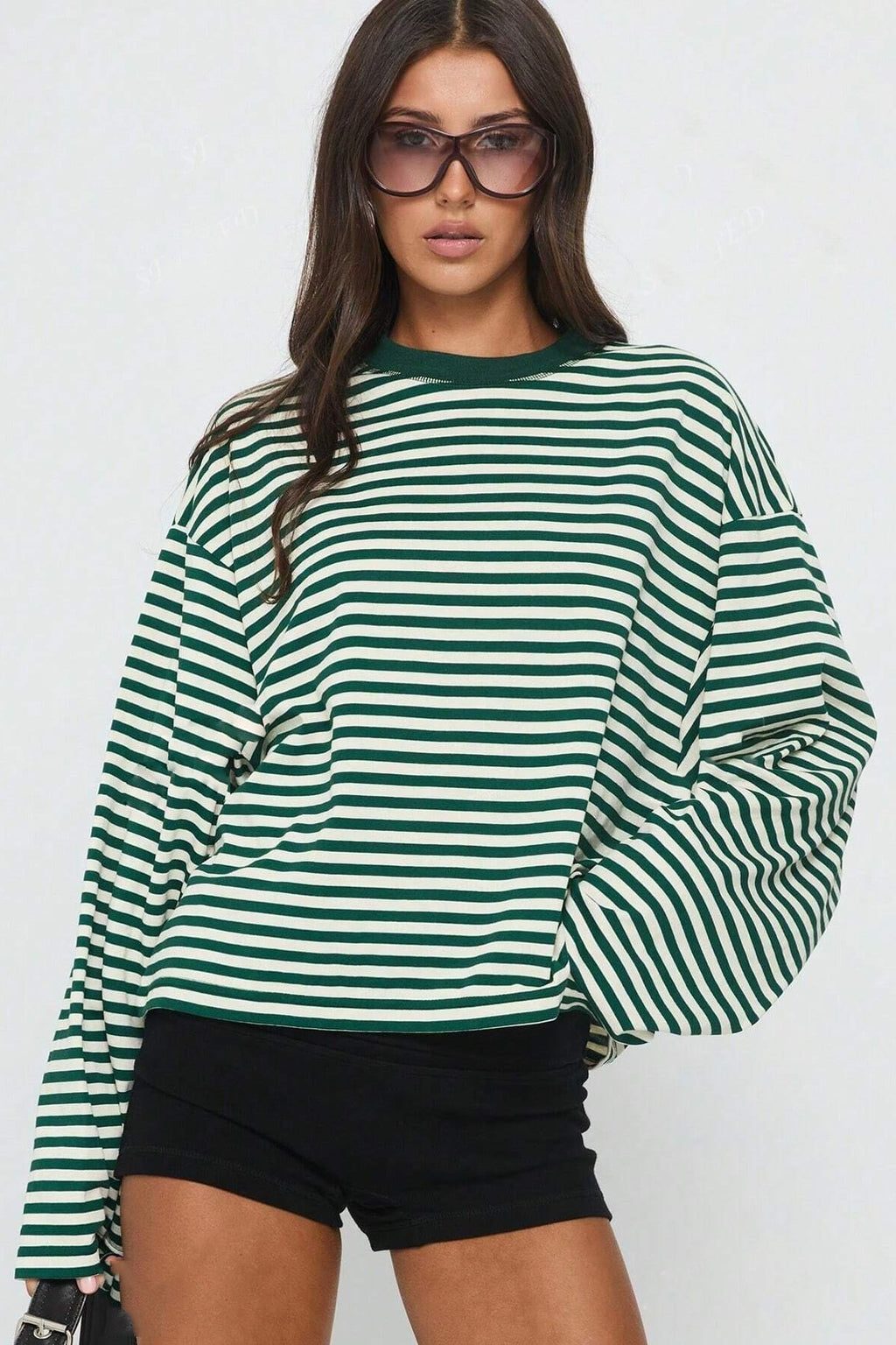 Colorblock Striped Relaxed Fit Long Sleeve Tee