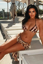 Sexy Tie Dye Low Rise Halter Triangle Bikini Set