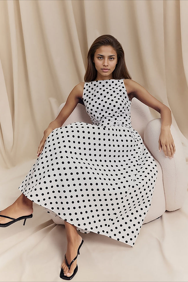 Chic Polka Dot Sleeveless Maxi Dress Main image