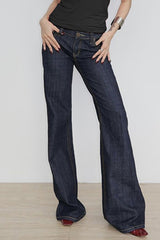 Letter Embroidery Vintage Low Rise Slim Flare Jeans