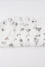 White Sequin Faux Fur Bustier Tube Top