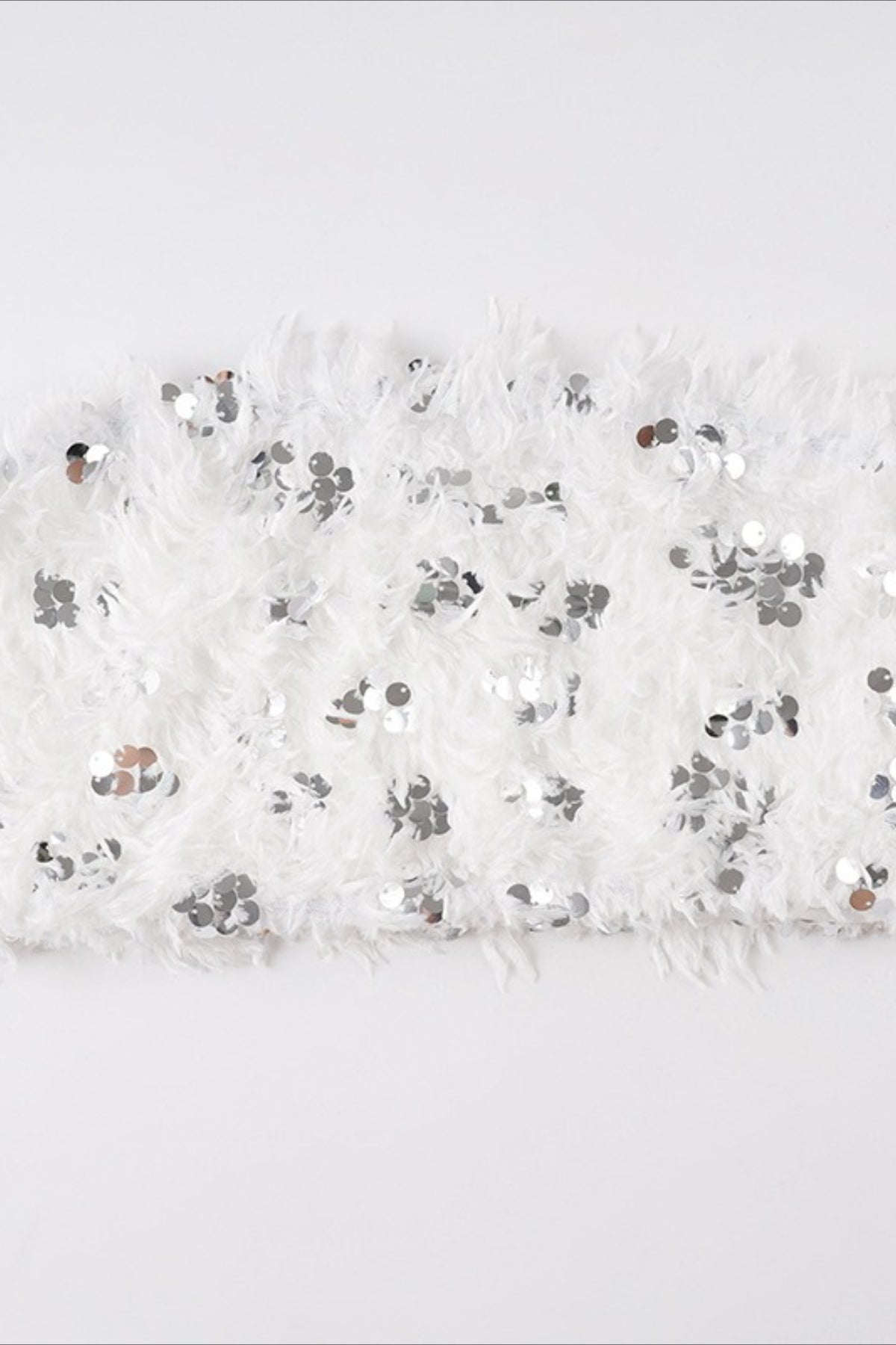 White Sequin Faux Fur Bustier Tube Top