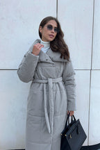 Long Stand Collar Puffer Jacket S / Grey