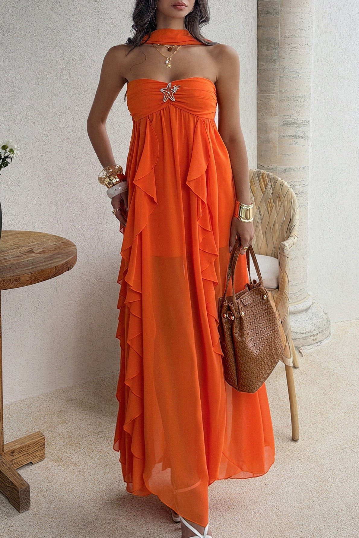 Strapless Tiered Ruffle Vacation Dress Main image