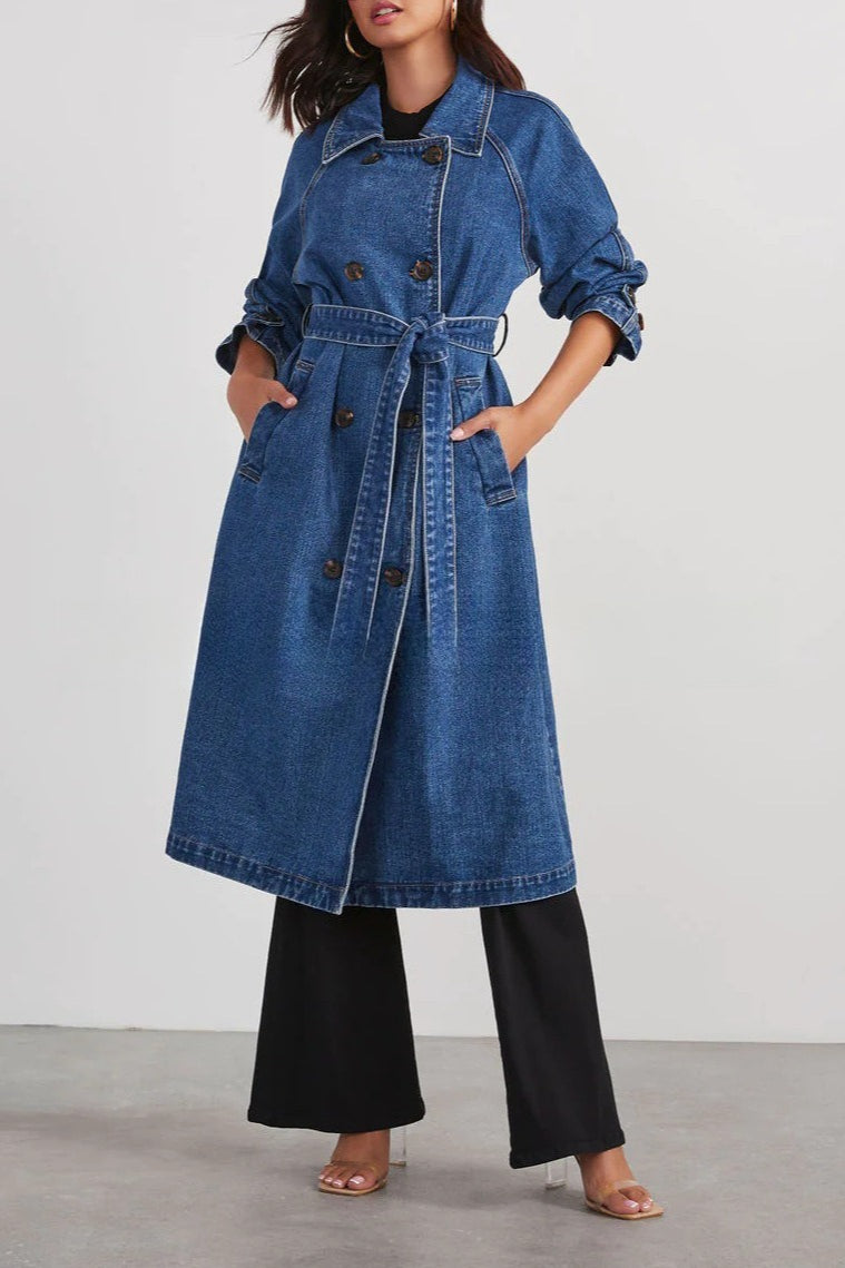 Denim Duster Buttoned Overcoat Main image