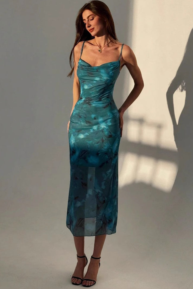Strap Slim Bodycon Midi Floral Dress Main image