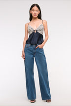 Contrast Lace Patchwork V Neck Cami