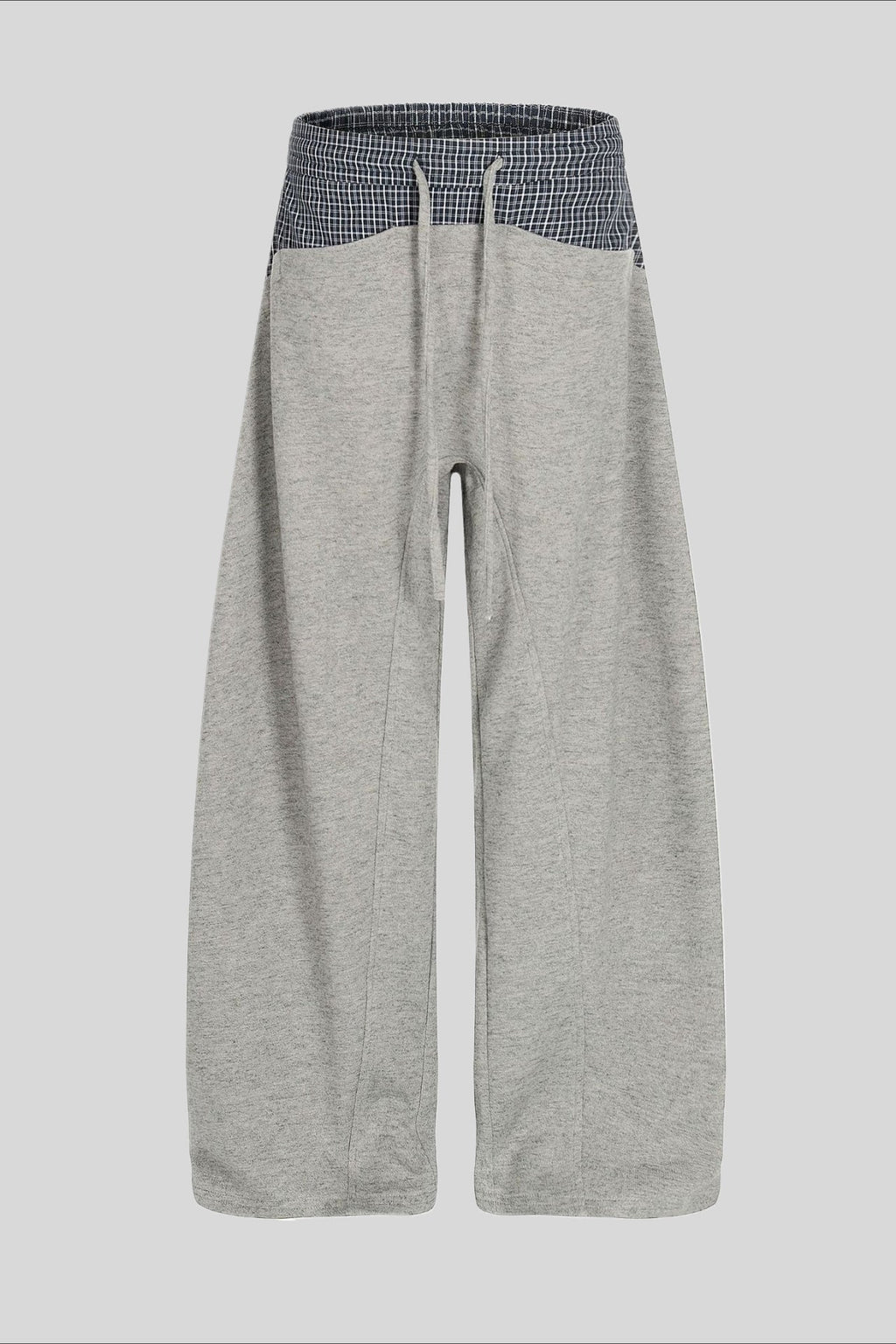 Plaid Panel Barrel Leg Sweatpants