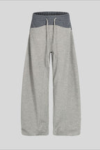 Plaid Panel Barrel Leg Sweatpants