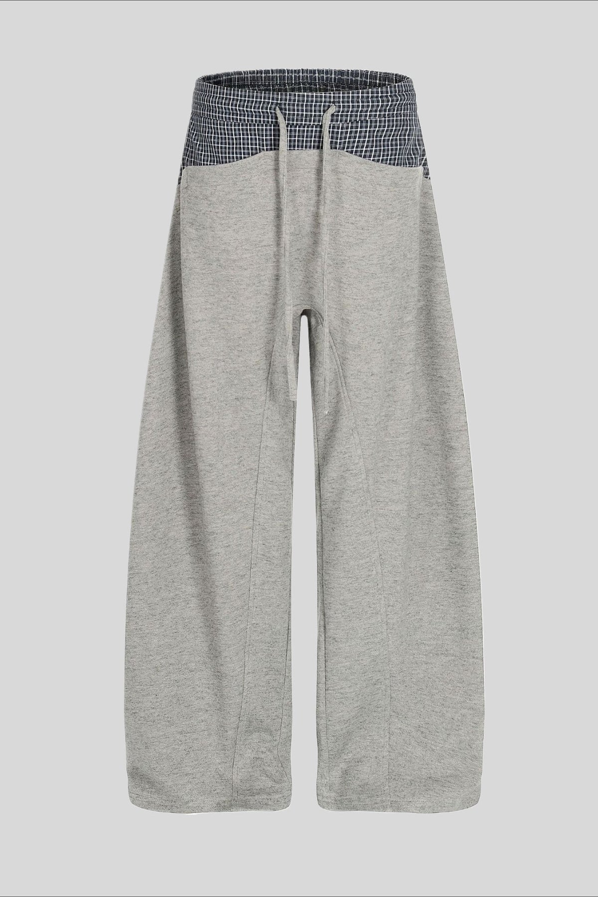 Plaid Panel Barrel Leg Sweatpants