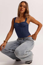 Chic Polka Dot Bustier Sleeveless Tank Top