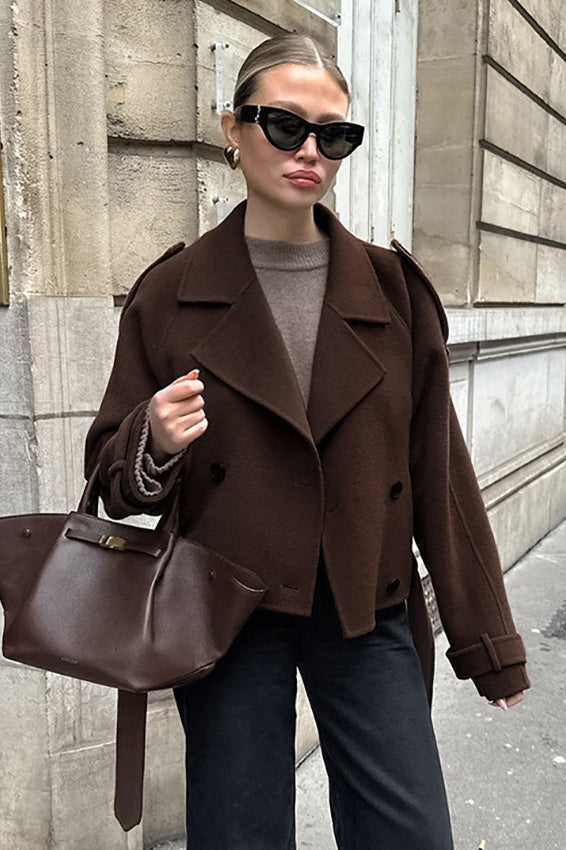 Brown Wool Blend Double Breasted Jacket Main image