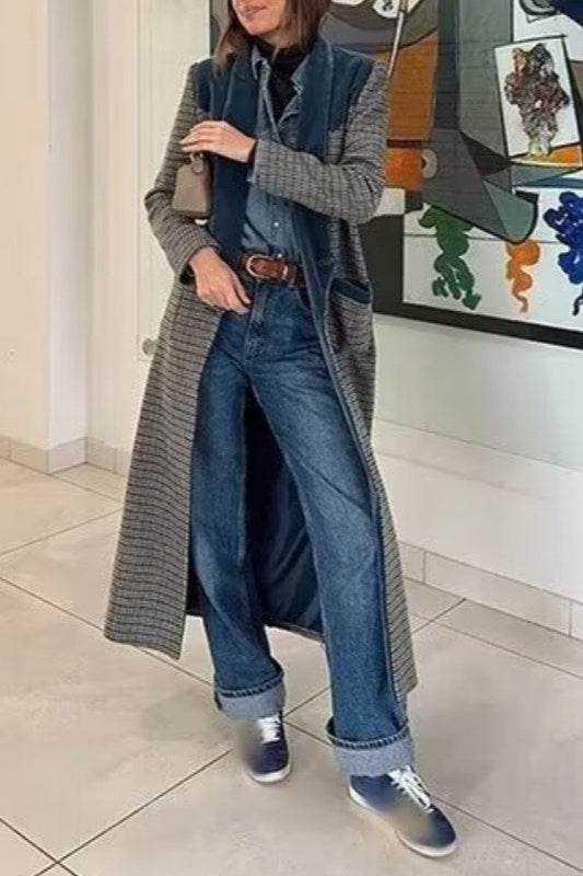 Plaid Wool Style Commuter Overcoat Main image