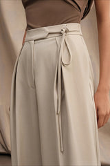 Casual High Waist Tie Wide Leg Long Pants