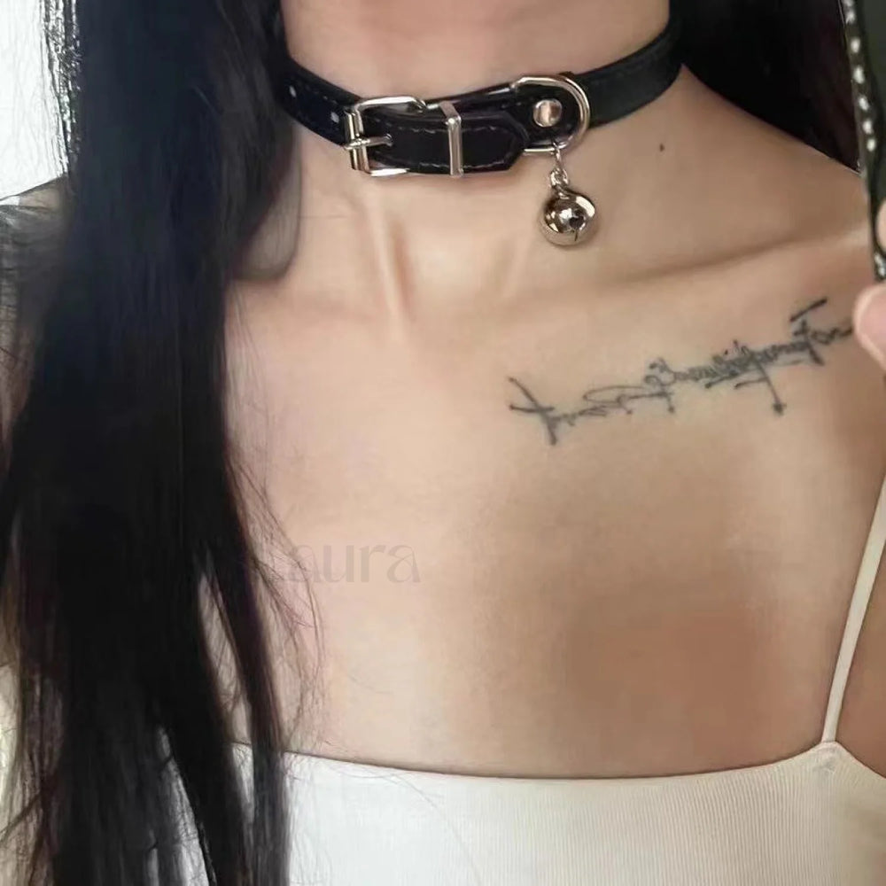 Dark Aesthetic Sexy Dog Bone Necklace BLACK