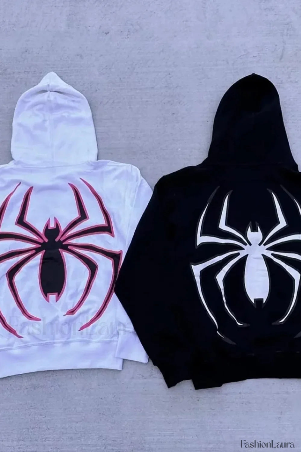 Dark Gothic Spider Print Zipper Hoodie