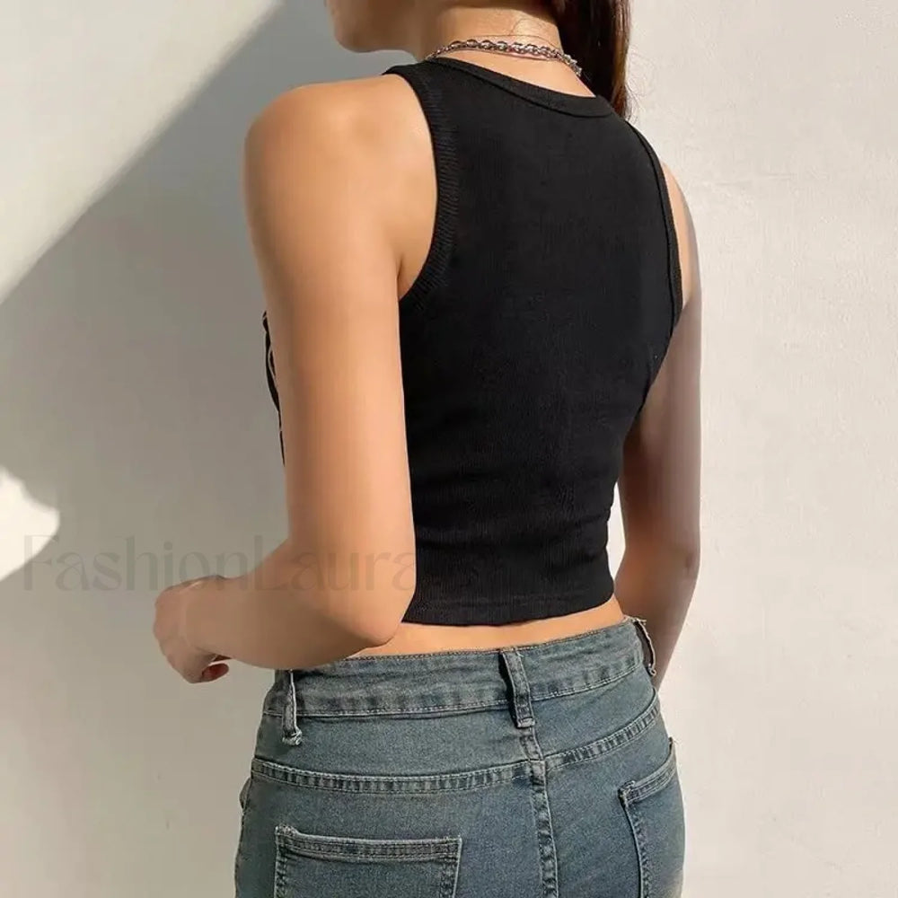 Dark Graphic Crop Grunge Gothic Spider Web Top