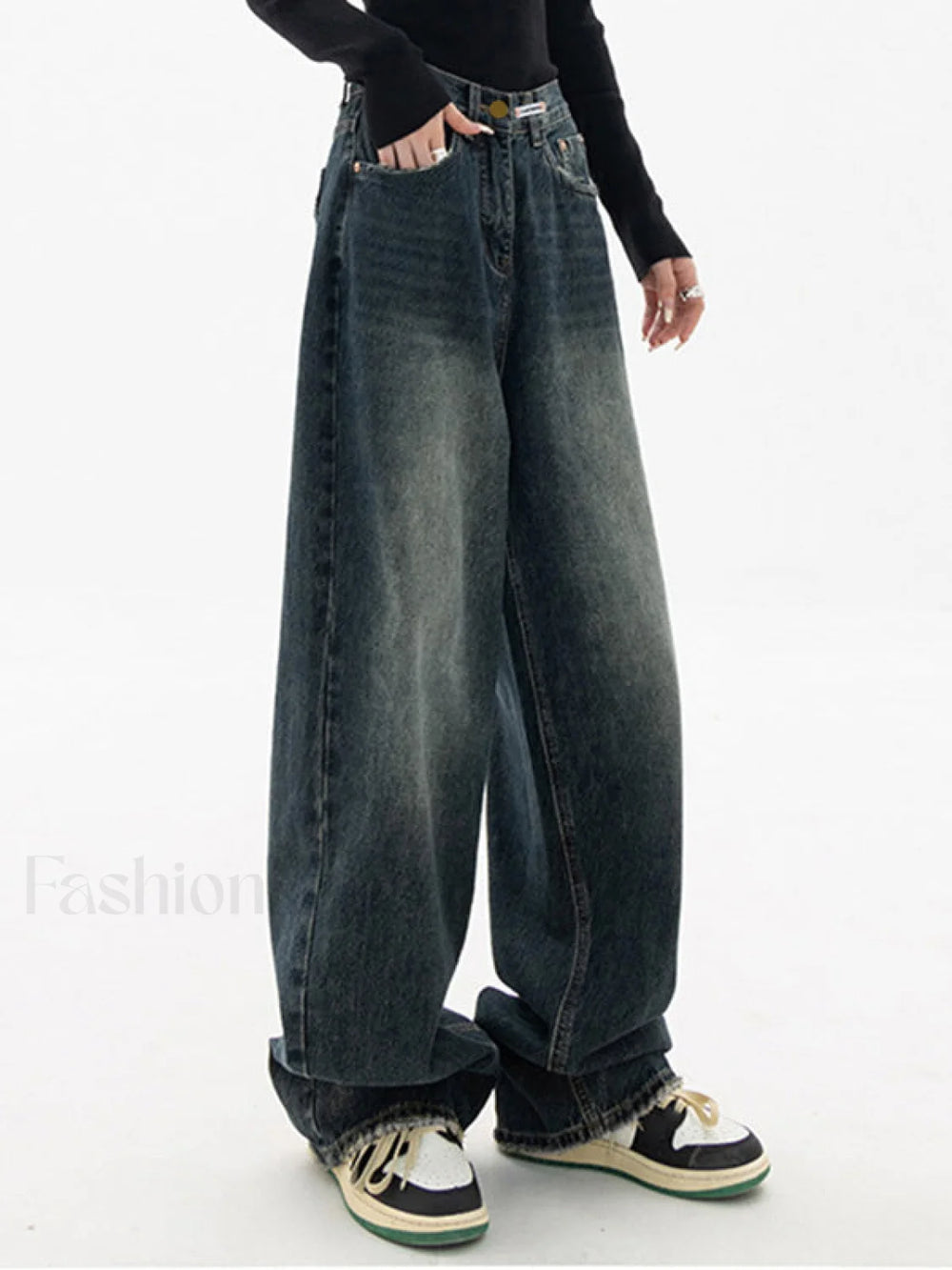 Dark Wash Vintage Baggy Boyfriend Jeans Boyfriend Jeans