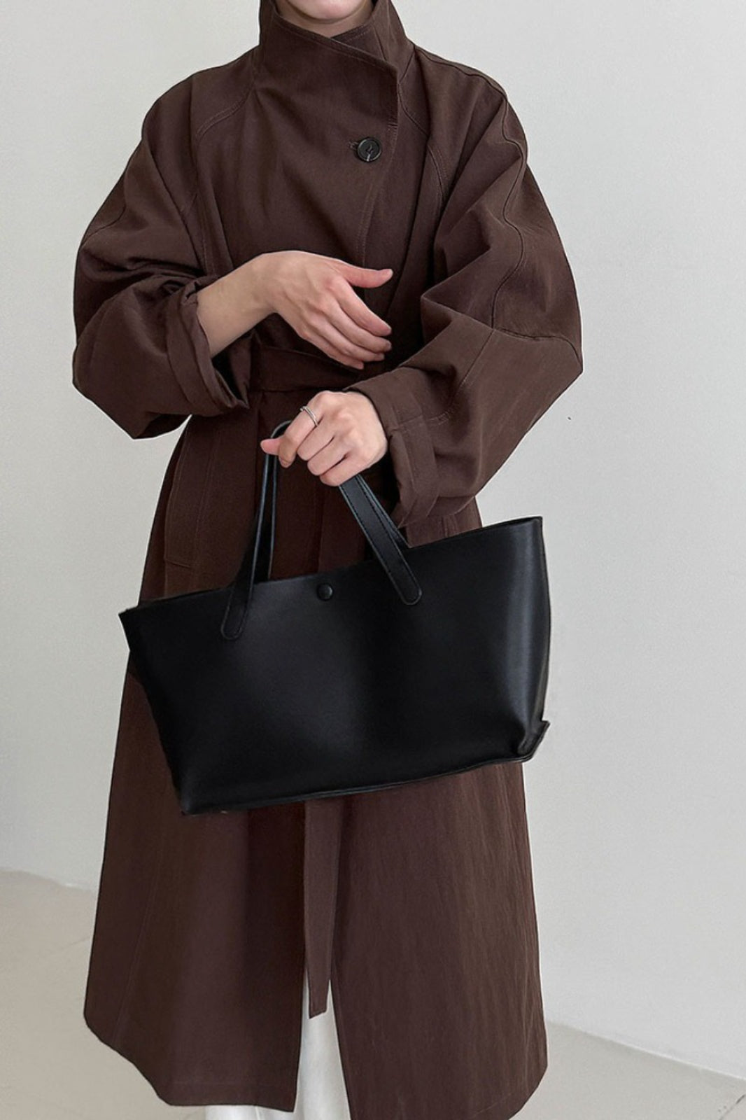 Oversized One Button Stand Collar Overcoat Secondary image