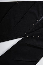 Studded Faux Leather Patchwork Wide Leg Pants