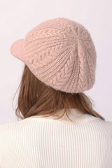 Fleece Lined Cable Knit Beret Hat