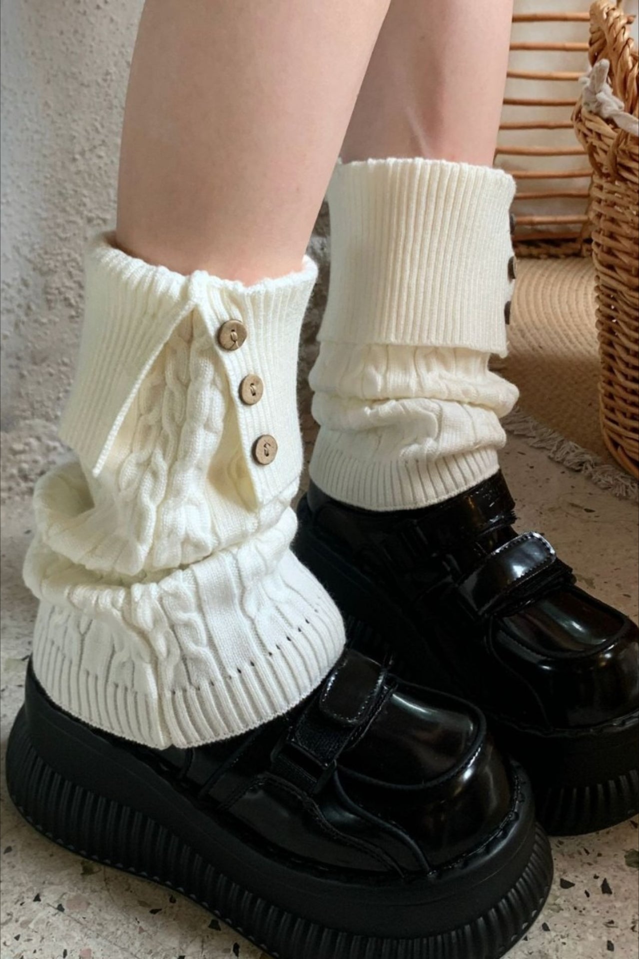 Cable Knit Foldover Button Leg Warmers Secondary image