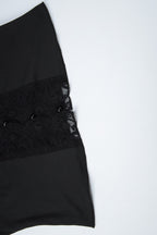 Lace Hollow Out Button Waist Cinched Sleeveless Blouse